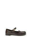 Miu Miu Brown Calf Leather Bos Taurus Slip-On Loafers