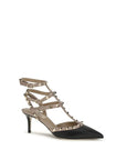 Valentino Garavani Black Calf Leather Bos Taurus Mid Heel Pumps