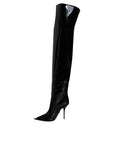 Dolce & Gabbana Black Leather Over The Knee