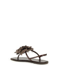 LE SILLA Brown Calf Leather Bos Taurus Flat Sandals