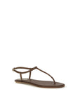 RENE CAOVILLA Brown Satin Flat Sandals