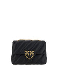 PINKO Black Calf Leather Bos Taurus Shoulder Bag