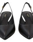 Dolce & Gabbana Black Leather Slingbacks Heels Pumps Shoes