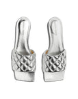 Bottega Veneta Silver Calfskin Flat Sandals