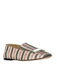 Sergio Rossi White Fabric Slip-On Loafers