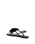 LE SILLA Black Calf Leather Bos Taurus Flat Sandals