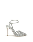 LE SILLA Silver Calf Leather Bos Taurus Stiletto Heel Sandals