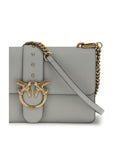PINKO Gray Calf Leather Bos Taurus Shoulder Bag