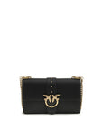PINKO Black Calf Leather Bos Taurus Shoulder Bag