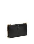 PINKO Black Calf Leather Bos Taurus Shoulder Bag