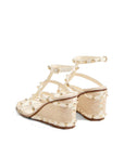 Valentino Garavani Beige Calfskin Wedge Sandals