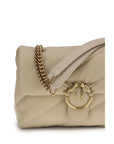PINKO Beige Calf Leather Bos Taurus Shoulder Bag