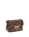 PINKO Brown Calf Leather Bos Taurus Shoulder Bag