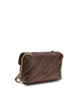 PINKO Brown Calf Leather Bos Taurus Shoulder Bag