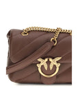 PINKO Brown Calf Leather Bos Taurus Shoulder Bag