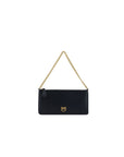 PINKO Black Calf Leather Bos Taurus Shoulder Bag