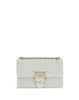 PINKO Gray Calf Leather Bos Taurus Shoulder Bag