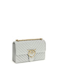 PINKO Gray Calf Leather Bos Taurus Shoulder Bag