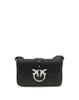 PINKO Black Calf Leather Bos Taurus Shoulder Bag