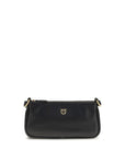 PINKO Black Calf Leather Bos Taurus Shoulder Bag