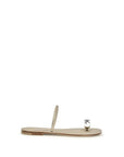 Casadei Gold Calf Leather Bos Taurus Flat Sandals