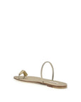 Casadei Gold Calf Leather Bos Taurus Flat Sandals