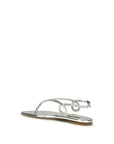 Casadei Silver Calf Leather Bos Taurus Flat Sandals