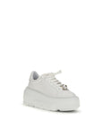 Casadei White Calf Leather Bos Taurus Platform Sneakers