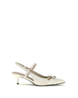 PINKO White Calf Leather Bos Taurus Mid Heel Pumps