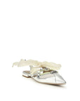 PINKO Silver Calf Leather Bos Taurus Ballet Flats