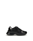 PINKO Black Calf Leather Bos Taurus Chunky Sneakers