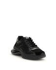PINKO Black Calf Leather Bos Taurus Chunky Sneakers