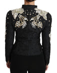 Dolce & Gabbana Black Jacquard Crystal Floral Jacket