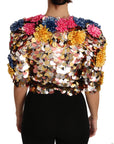 Dolce & Gabbana Crystal Sequined Floral Jacket Coat