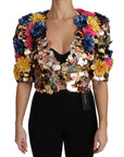 Dolce & Gabbana Crystal Sequined Floral Jacket Coat