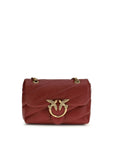 PINKO Bordeaux Calf Leather Bos Taurus Shoulder Bag