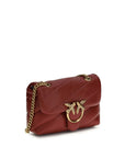 PINKO Bordeaux Calf Leather Bos Taurus Shoulder Bag
