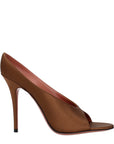 Amina Muaddi Brown Satin High Heel Pumps