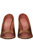 Amina Muaddi Brown Satin High Heel Pumps
