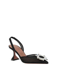 Amina Muaddi Black Nylon High Heel Pumps