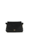PINKO Black Calf Leather Bos Taurus Shoulder Bag