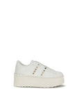 Valentino Garavani White Calf Leather Bos Taurus Platform Sneakers