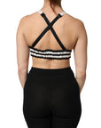 Dolce & Gabbana Black Floral Silk Satin Crop Logo Bralette Top