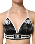 Dolce & Gabbana Black Floral Silk Satin Crop Logo Bralette Top