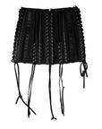 Dolce & Gabbana Black Lace-Up Waist Cincher Bustier Corset Top