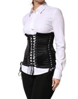 Dolce & Gabbana Black Silk Lace-Up Waist Cincher Corset Top