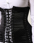 Dolce & Gabbana Black Silk Lace-Up Waist Cincher Corset Top