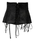 Dolce & Gabbana Black Silk Lace-Up Waist Cincher Corset Top