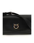 PINKO Black Calf Leather Bos Taurus Shoulder Bag