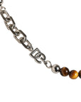 Dolce & Gabbana Silver Tone Brass Chain Beaded Gem DG Logo Bracelet